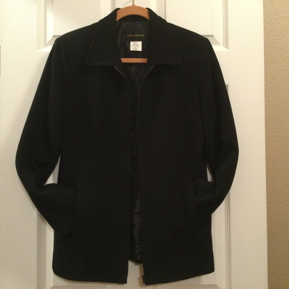 WOOL blend BLAZER ZIPPERED closure Black